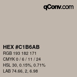 Color code: HEX #C1B6AB | qconv.com