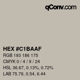 颜色代码: HEX #C1BAAF | qconv.com