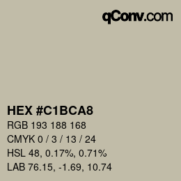 Color code: HEX #C1BCA8 | qconv.com