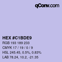 Código de color: HEX #C1BDE9 | qconv.com