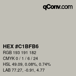 Color code: HEX #C1BFB6 | qconv.com