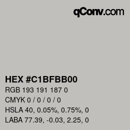 Color code: HEX #C1BFBB00 | qconv.com