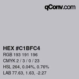 Farbcode: HEX #C1BFC4 | qconv.com