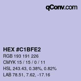 Color code: HEX #C1BFE2 | qconv.com