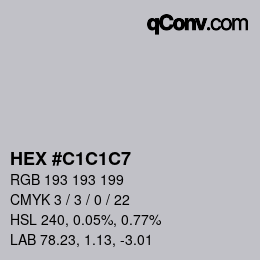 カラーコード: HEX #C1C1C7 | qconv.com