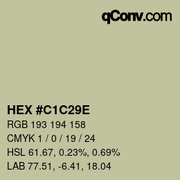 颜色代码: HEX #C1C29E | qconv.com