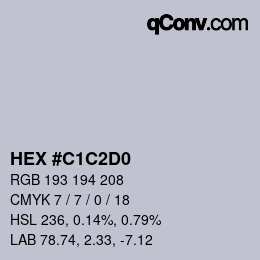 カラーコード: HEX #C1C2D0 | qconv.com