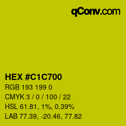 カラーコード: HEX #C1C700 | qconv.com