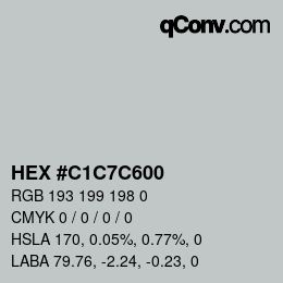 Color code: HEX #C1C7C600 | qconv.com