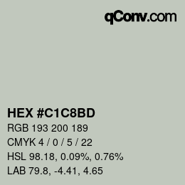 カラーコード: HEX #C1C8BD | qconv.com