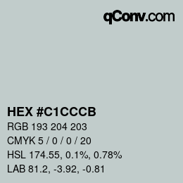Farbcode: HEX #C1CCCB | qconv.com