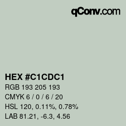 カラーコード: HEX #C1CDC1 | qconv.com