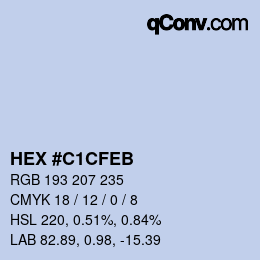 颜色代码: HEX #C1CFEB | qconv.com