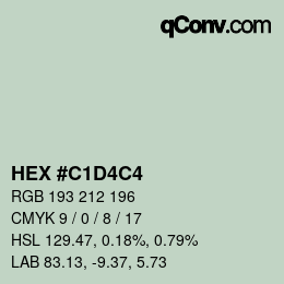 Código de color: HEX #C1D4C4 | qconv.com
