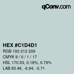 カラーコード: HEX #C1D4D1 | qconv.com
