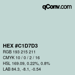 カラーコード: HEX #C1D7D3 | qconv.com