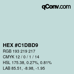 カラーコード: HEX #C1DBD9 | qconv.com