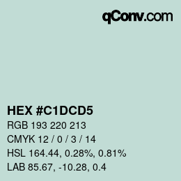 Código de color: HEX #C1DCD5 | qconv.com