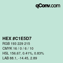 カラーコード: HEX #C1E5D7 | qconv.com