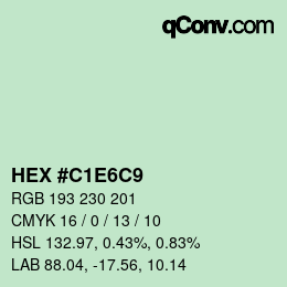 カラーコード: HEX #C1E6C9 | qconv.com