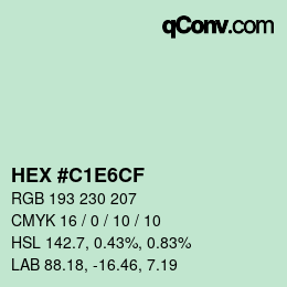 Farbcode: HEX #C1E6CF | qconv.com