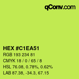 Farbcode: HEX #C1EA51 | qconv.com