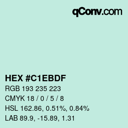 Código de color: HEX #C1EBDF | qconv.com