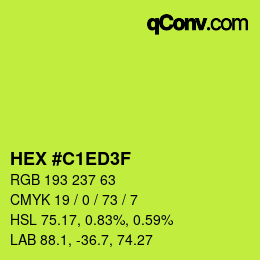 Farbcode: HEX #C1ED3F | qconv.com