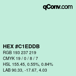 カラーコード: HEX #C1EDDB | qconv.com
