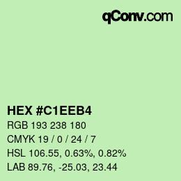 Color code: HEX #C1EEB4 | qconv.com