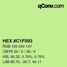 Color code: HEX #C1F093 | qconv.com