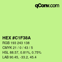 Color code: HEX #C1F38A | qconv.com