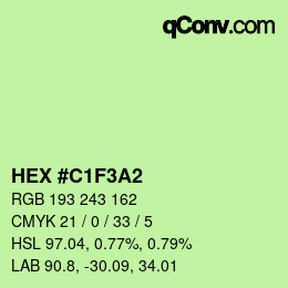 Color code: HEX #C1F3A2 | qconv.com