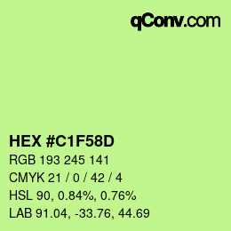 Color code: HEX #C1F58D | qconv.com