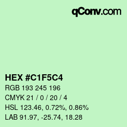 Código de color: HEX #C1F5C4 | qconv.com