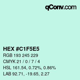 Color code: HEX #C1F5E5 | qconv.com