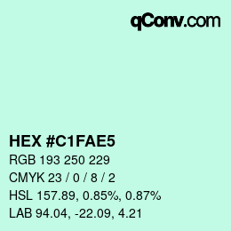 Color code: HEX #C1FAE5 | qconv.com
