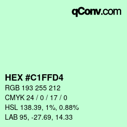 カラーコード: HEX #C1FFD4 | qconv.com