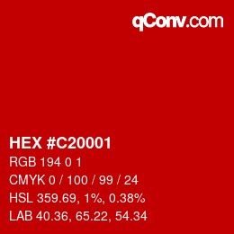 カラーコード: HEX #C20001 | qconv.com