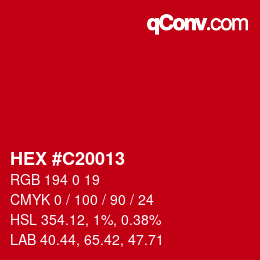 Farbcode: HEX #C20013 | qconv.com