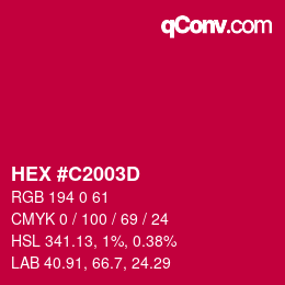 颜色代码: HEX #C2003D | qconv.com