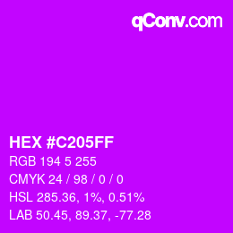 カラーコード: HEX #C205FF | qconv.com