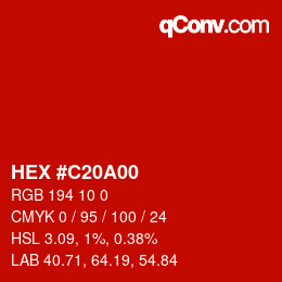 Color code: HEX #C20A00 | qconv.com