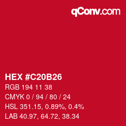 カラーコード: HEX #C20B26 | qconv.com