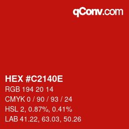 Color code: HEX #C2140E | qconv.com