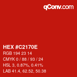 Color code: HEX #C2170E | qconv.com