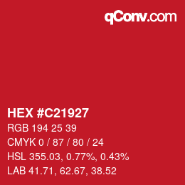 Color code: HEX #C21927 | qconv.com