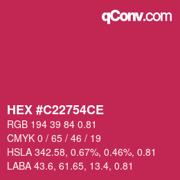 Farbcode: HEX #C22754CE | qconv.com