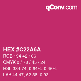 颜色代码: HEX #C22A6A | qconv.com