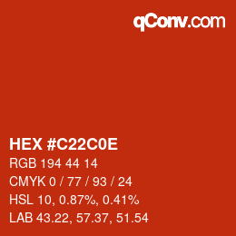 Color code: HEX #C22C0E | qconv.com